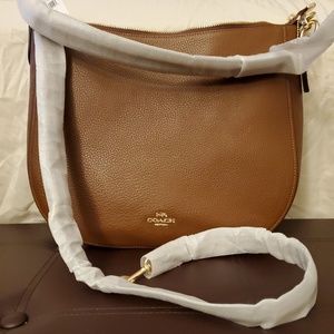 Coach Elle Hobo Leather Purse Saddle Brown.